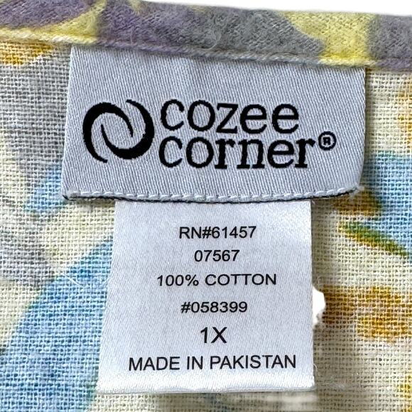 Cozee Corner Long Flannel Nightgown 1X Yellow Floral Maxi Granny Gown Cottage - Picture 11 of 13